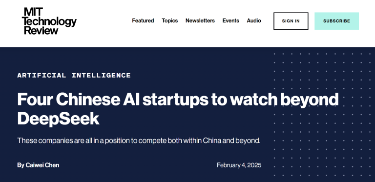 《麻省理工科技评论》点评中国AI“四剑客”，每家都媲美DeepSeek