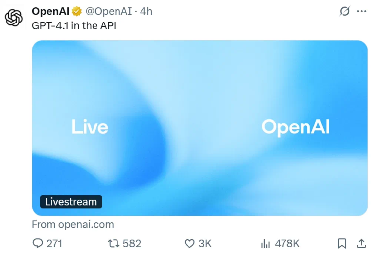 刚刚，OpenAI发布GPT-4.1！全系支持百万token上下文，全方位碾压GPT-4o并且价格更低