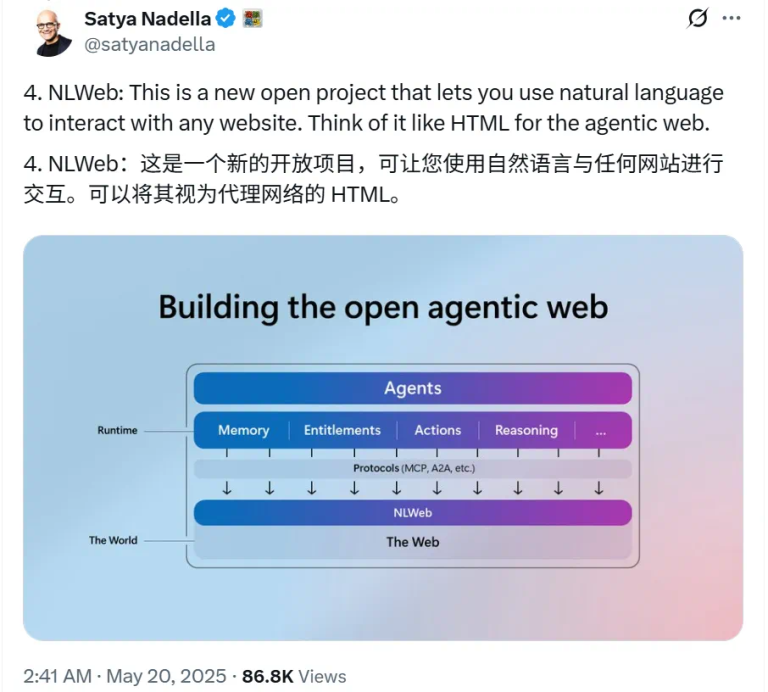 将对话界面直接引入Web，微软开源NLWeb，实现ChatGPT级别搜索