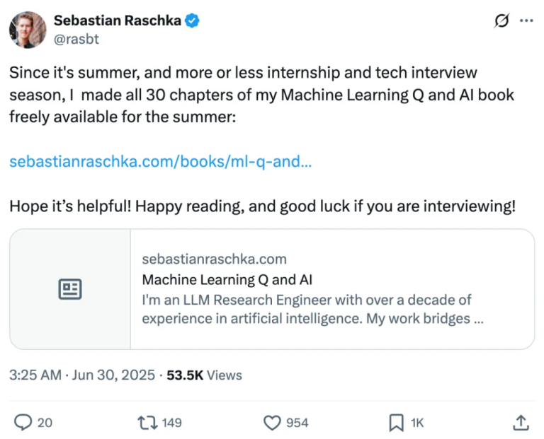 Sebastian Raschka著作免费开放！《机器学习与AI核心30问》，新手专家皆宜